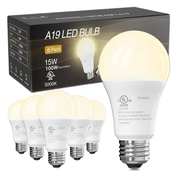 TJOY A19 LED Light Bulb, 100W Equivalent, 3000K