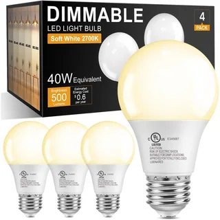 TJOY A19 Dimmable LED Light Bulb, 40W Equivalent