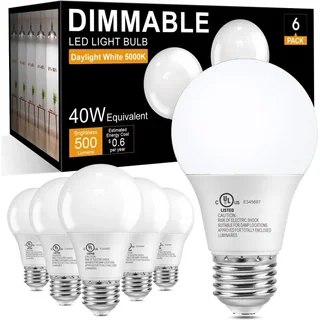 TJOY A19 Dimmable LED Light Bulb, 40W Equivalent, 5000K