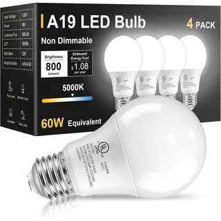 TJOY A19 LED Light Bulb, 60W Equivalent, 5000K