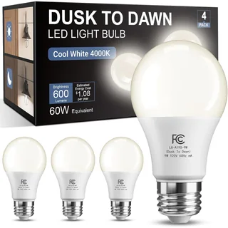 TJOY Dusk-to-Dawn A19 LED Bulb, 4000K