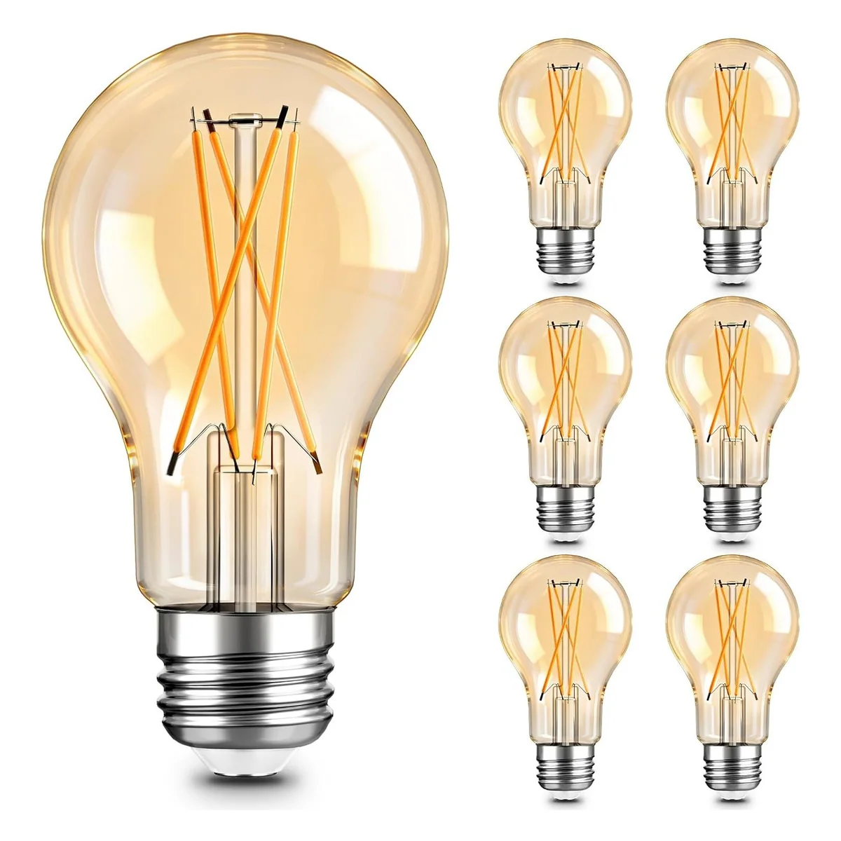 TJOY A19 Edison Filament LED Bulb, 60W Equivalent, Amber 2200K