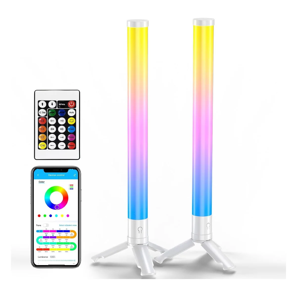 TJOY 360° RGB Light Bars, Pair, White