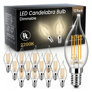 TJOY CA11 Flame-Tip Candelabra LED Bulb, 600 Lumens, 2200K