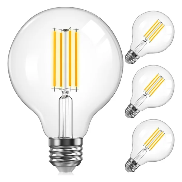 TJOY G25 Dimmable Filament Globe Bulb, 500 Lumens
