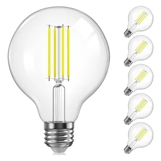 TJOY G25 Dimmable Filament Globe Bulb, 500 Lumens, 5000K