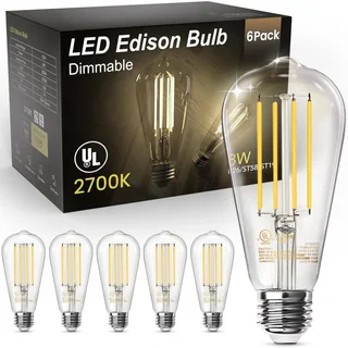 TJOY ST58 Edison Filament LED Bulb, 60W Equivalent