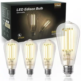 TJOY ST58 Edison Filament LED Bulb, 60W Equivalent, 2700K