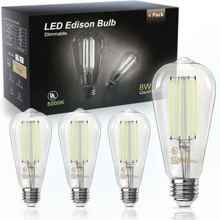TJOY ST58 Edison Filament LED Bulb, 60W Equivalent, 5000K
