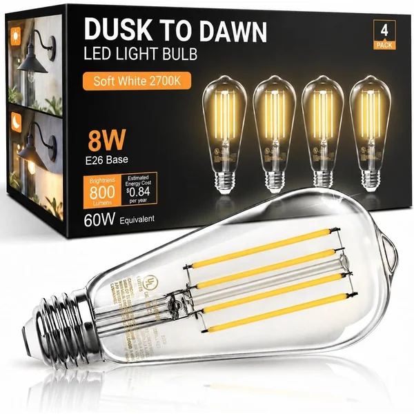 TJOY Dusk-to-Dawn ST58 Edison LED Bulb