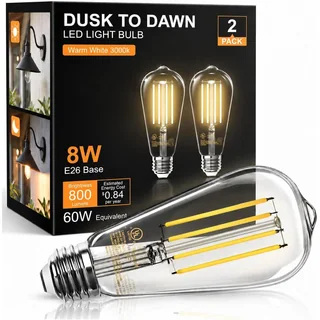 TJOY Dusk-to-Dawn ST58 Edison LED Bulb, 3000K