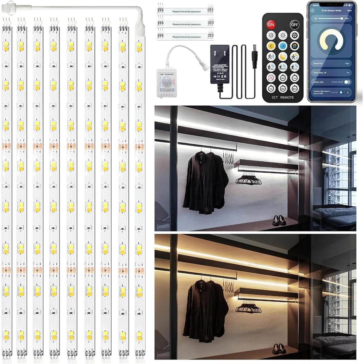 TJOY Motion-Sensor Under-Cabinet Light Kit, 10 Pieces, 10-piece kit