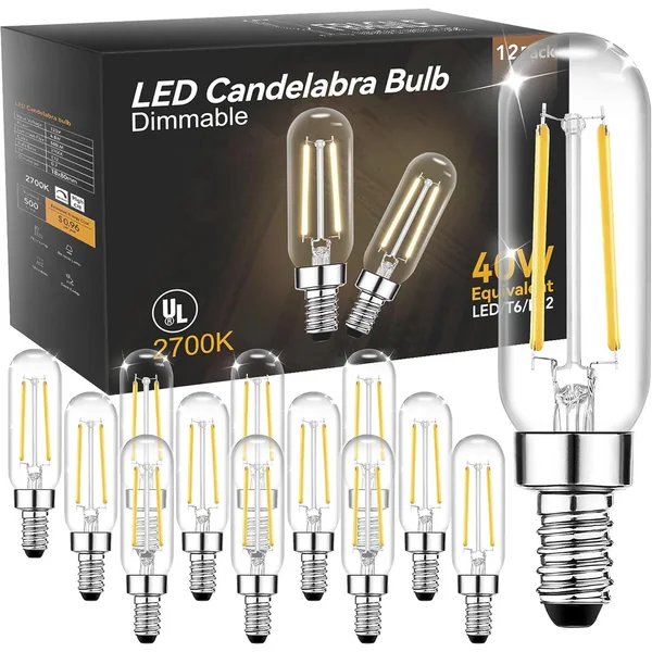 TJOY T6 Tubular Candelabra LED Bulb, E12